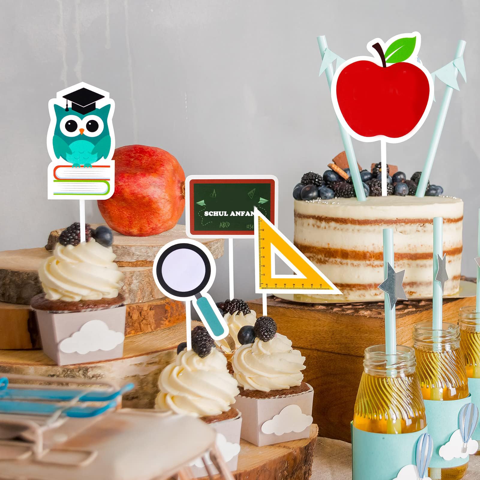 Einschulung Cake Topper Set – 12 Stück Schulanfang Kuchendeko | Für Jungen & Mädchen, Tortendeko