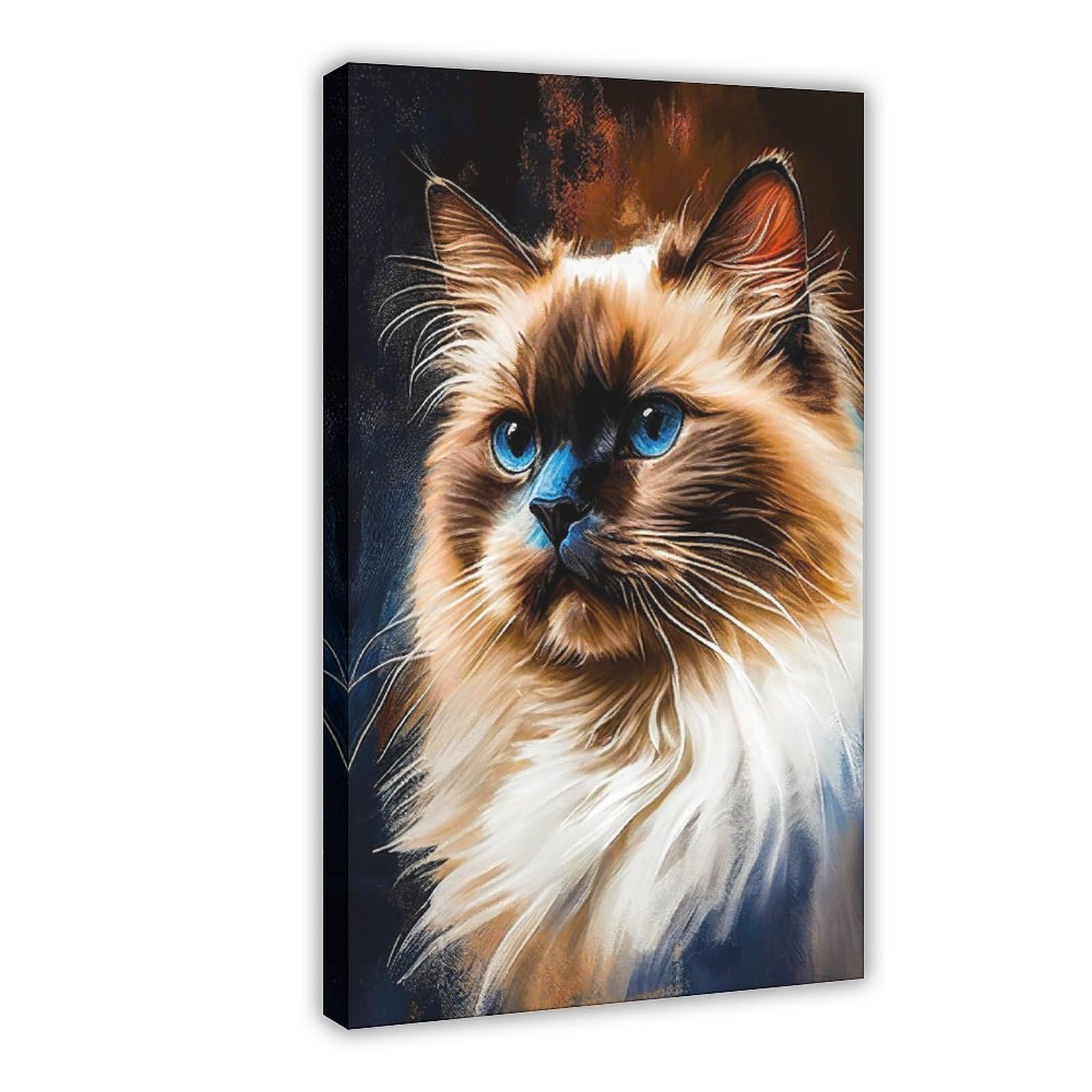 Qnvjqkdsi Frame Watercolor Cat Animal Art (1) Canvas Poster Bedroom Decor Landscape Office Room Decor Gift 24" L X 36" W