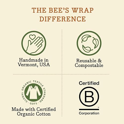 Miniatura 9 de Bee's Wrap, paquete variado de 3 envoltorios ecológicos y reutilizables para transportar comida Paquete de 3 panales