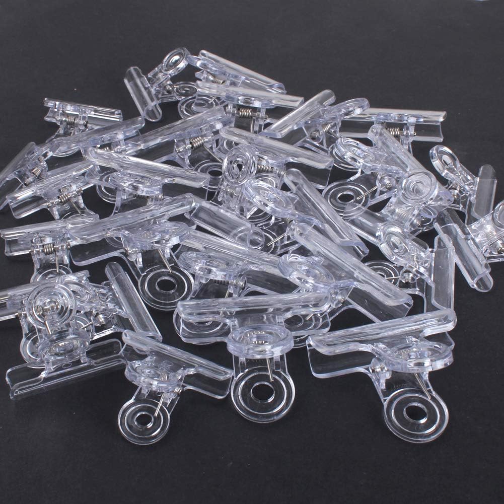 Plastic Clear Clips Clps, 1-1/2 Inch and 2 Inch Sizes