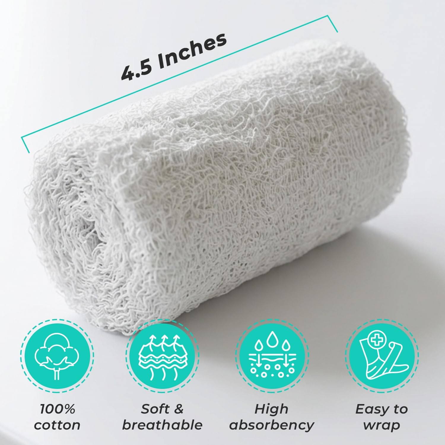 Kerlix Gauze Bandage Rolls, 4.5" x 4.1 Yards, 6-Ply, Sterile Cotton Extra Fluff Wrap, Krinkle Style, Latex-Free, 6-Pack for Wound Care