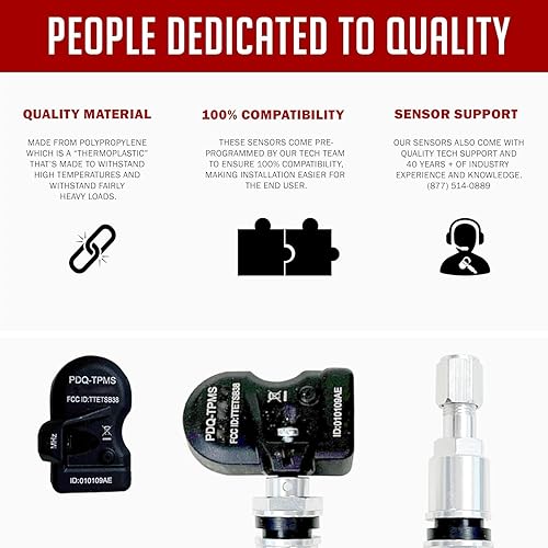 Miniatura 3 de PDQ TPMS - Sensor de presión de neumáticos TPMS de 315 MHZ, paquete de 4 unidades de vástago de metal para Chrysler Dodge, Hyundai, Kia, Jeep,