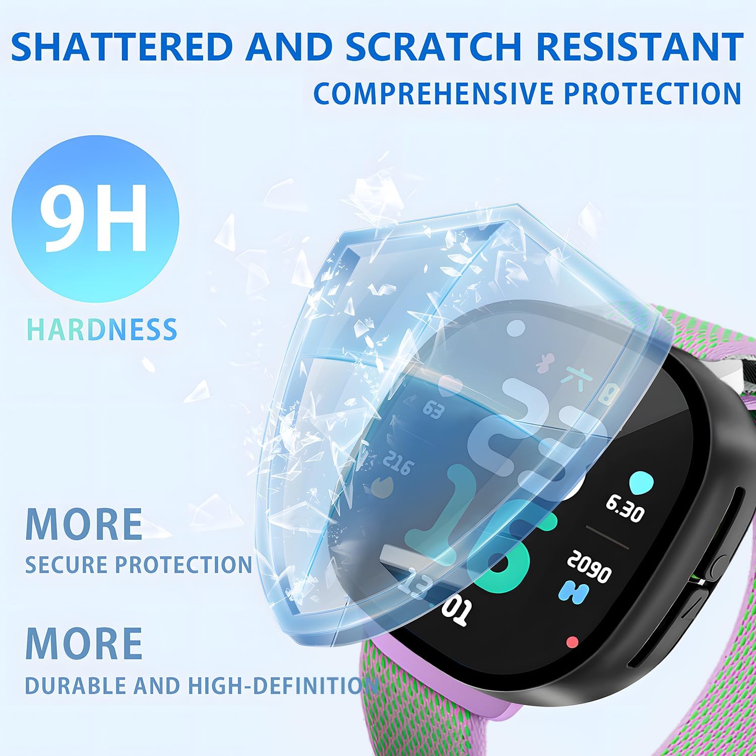 Suoman 2 Pack for Google Fitbit Ace LTE Case, 9H Hardness Tempered Glass Screen Protector+ Full Coverage Hard Protective Bumper Cover (Black+Clear)