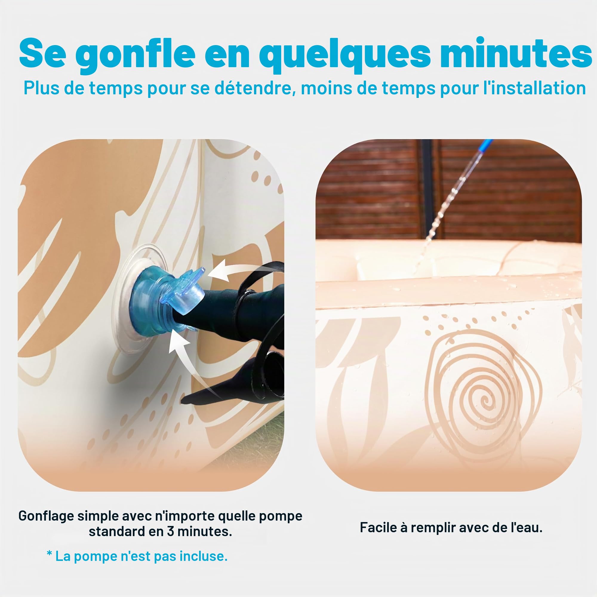 SLOOSH Piscine gonflable de 1,7 x 50,8 cm, durable, épaisse, de luxe, avec dossier confortable pour l'été, les fêtes aquatiques, le jardin, la pelouse, sable