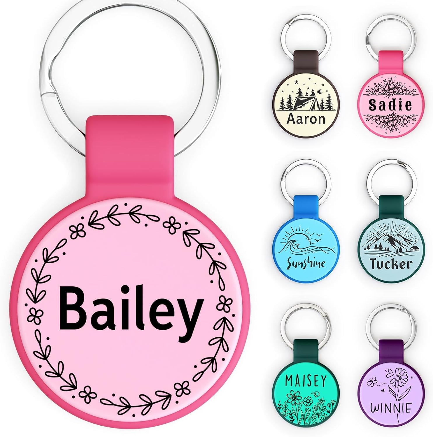 Silent Silicone Dog Tags, Custom Engraved Pet ID Tags for Cats and Dogs, Personalized Small Size Cat Tags with Cute Designs (Designs, Regular)