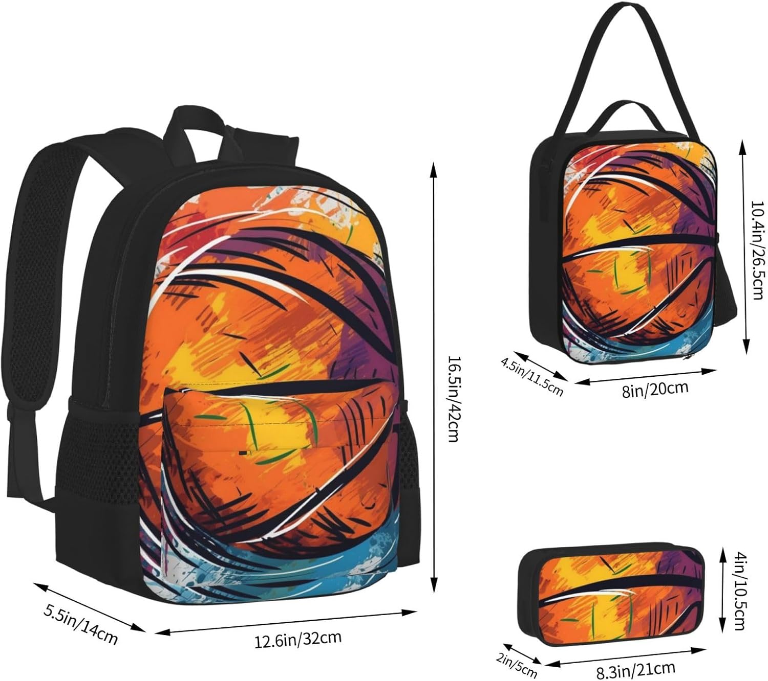 3 in1 Travel Laptop Backpack with Lunch Bag and Pencil Case Casual Daypack image 3