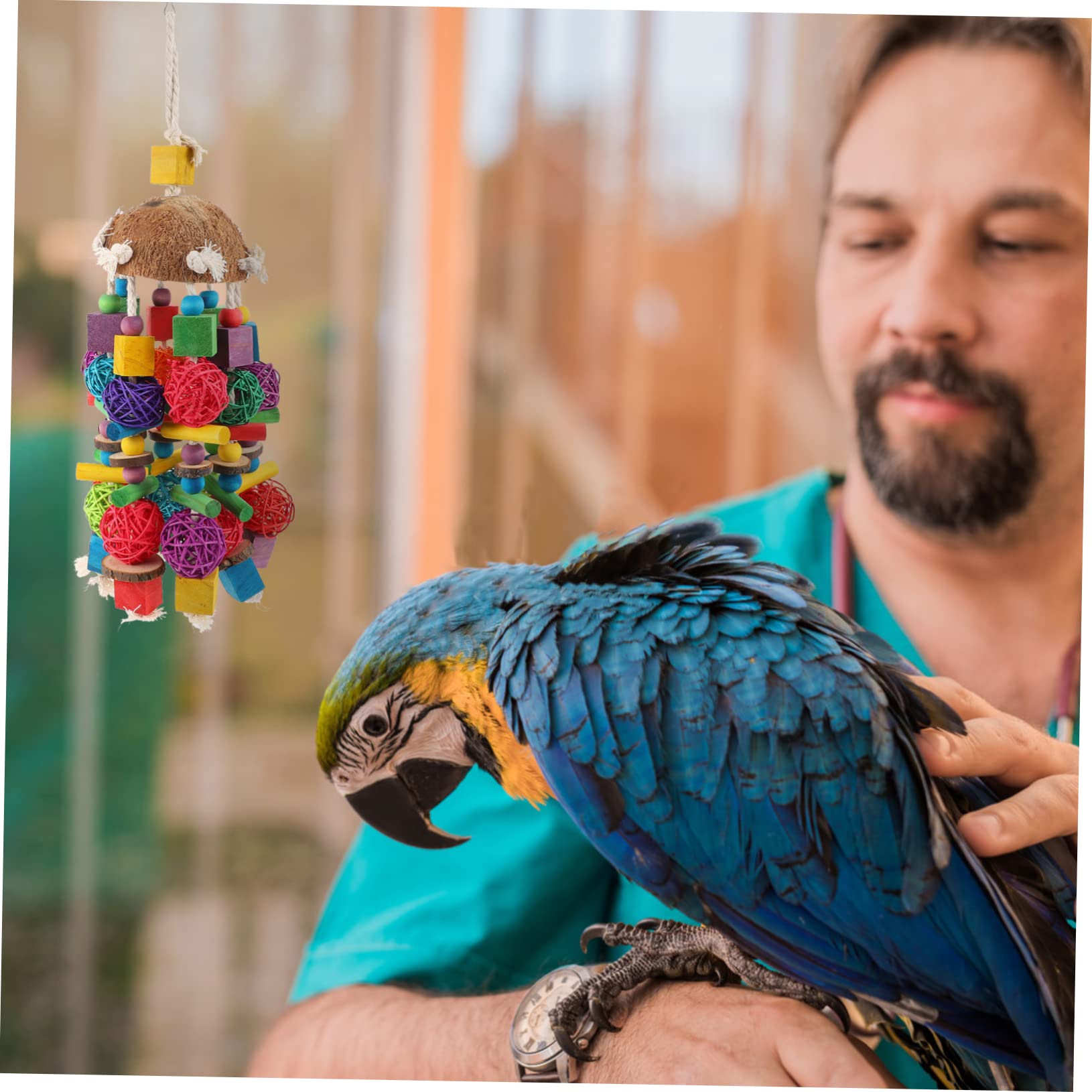 Angoily 1piezas Juguete para Aves De Jaula Accesorios para Periquitos Juguete Colgante De Natural para Mascotas para Masticar y Jugar La Jaula De Aves