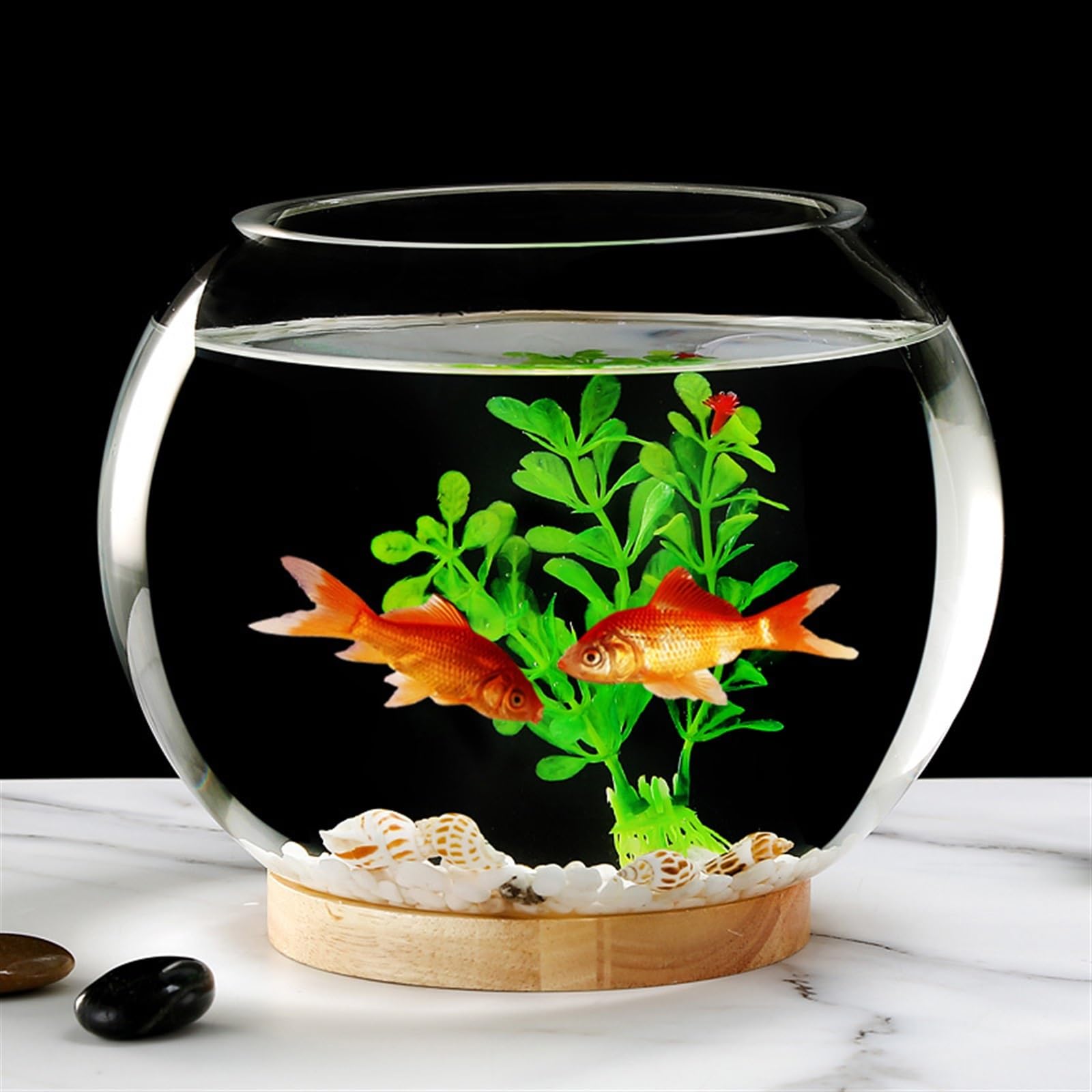 Terrarium Verdicktes transparentes Glas Aquarium Desktop Runde Goldfisch Aquarium Wohnzimmer Desktop Dekorative Aquarium Ornamente Insekten Schildkröten(25cmx20cm)