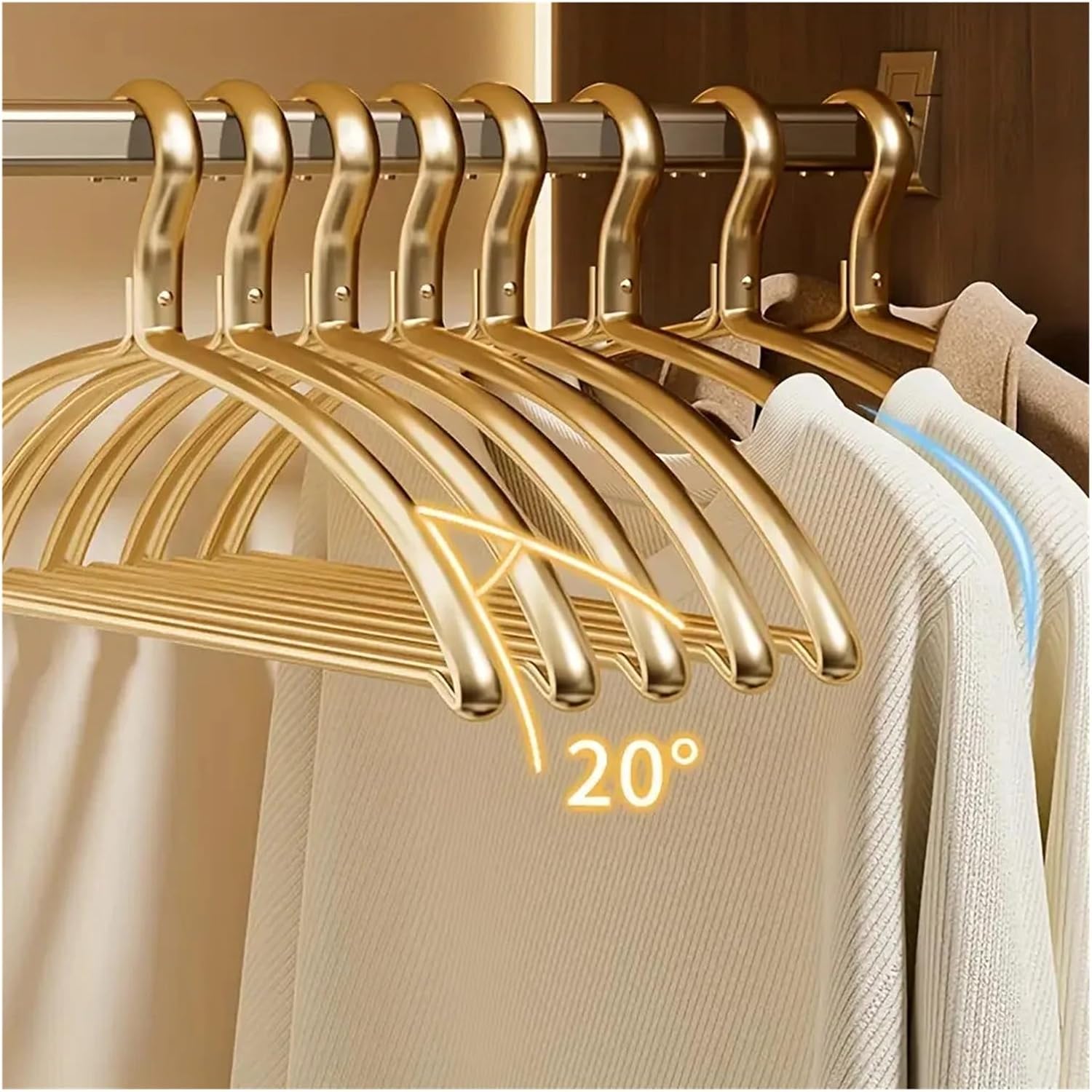 Clothes Hangers Metal 5/10 Pack,Smooth Surface Shirt Dress Hanger,Durable Heavy Duty Coat,Gold Aluminum Suit(10Pcs)