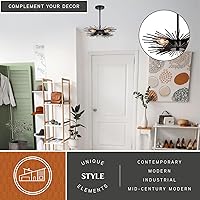 Vista 3 de VAXCEL Nikko - Lámpara de techo semiempotrada moderna de 16 pulgadas de ancho, color negro de mediados de siglo