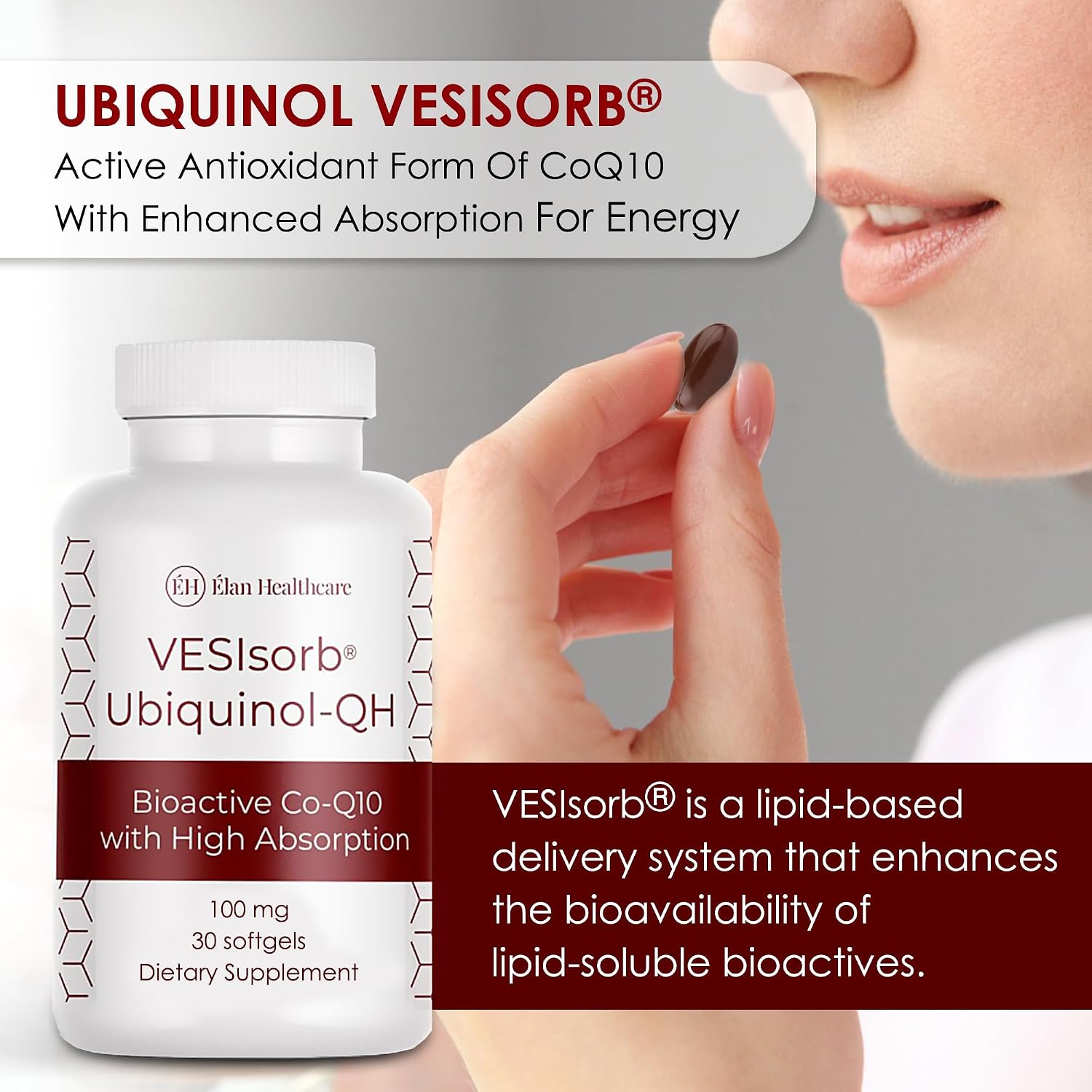 VESIsorb Ubiquinol-QH 100 mg Softgels, 30 Count