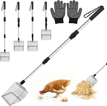 Strainer Scooper Poop Scooper Chicken Coop Accessories Pooper Scooper Cat Litter Tray Scoop Adjustable Chicken Scoop for Chicken Coop Separation of Waste and Rubble from Sand