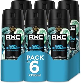 Axe Pack Ahorro Desodorante en Aerosol para Hombre Aqua Bergamot Fragancia Premium, 6 x 150 ml