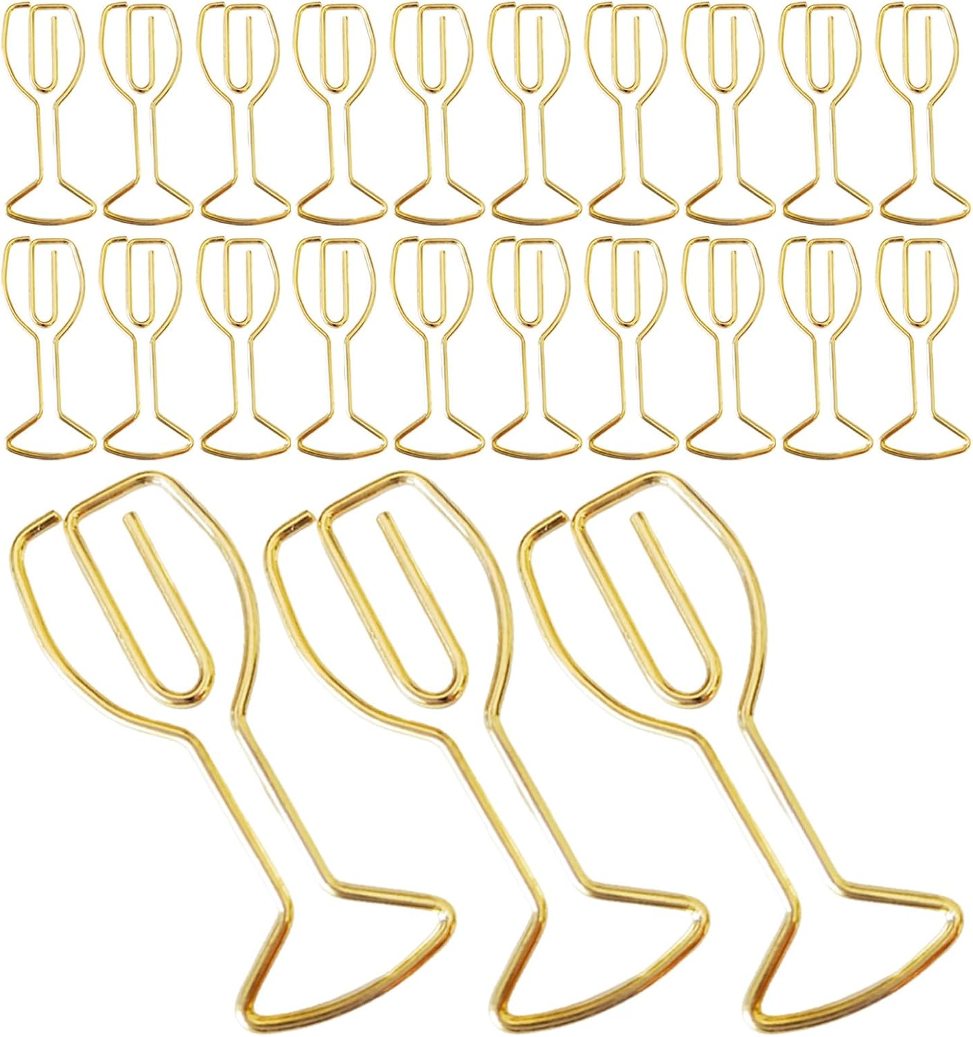 50pcs Wine Glass Paper Clips Gold Metal Clips for School Office
