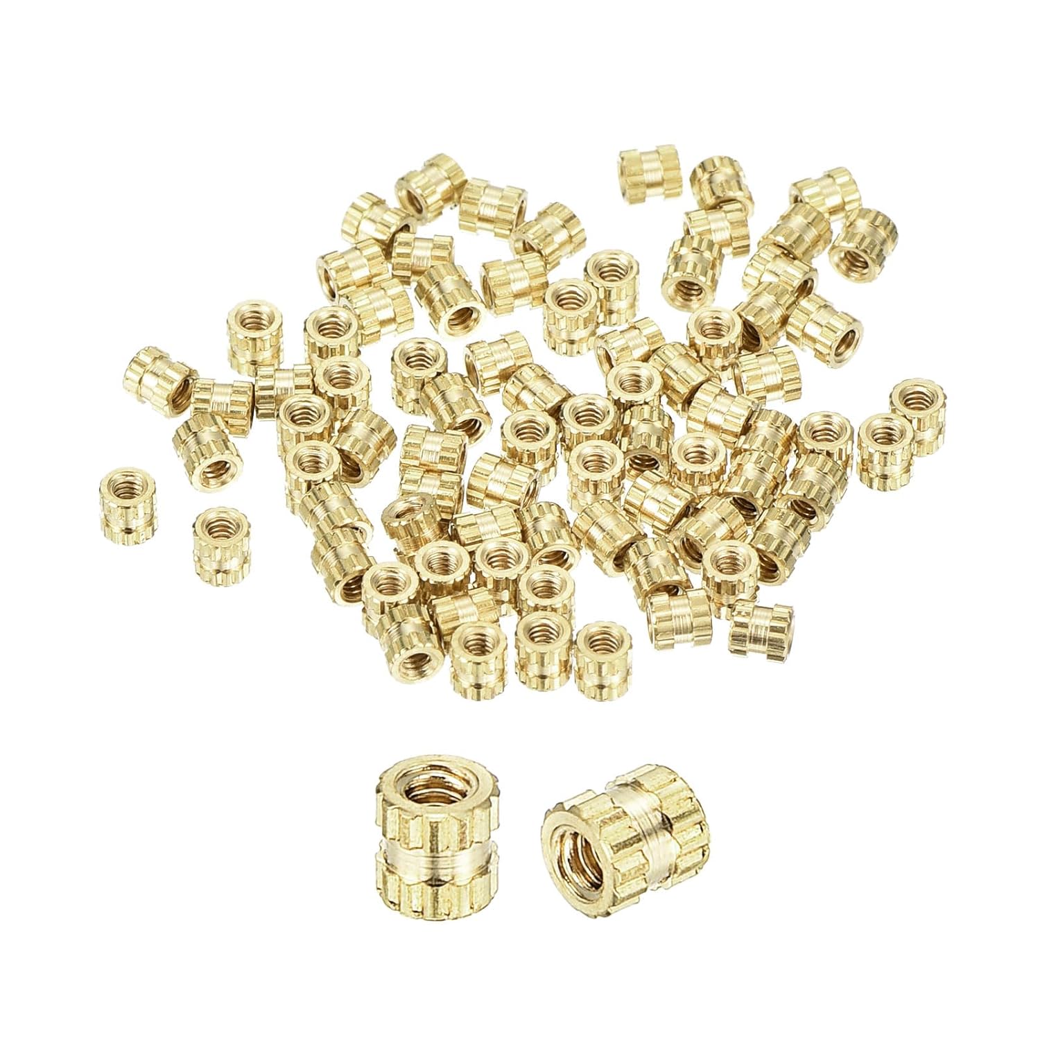 uxcell 200Pcs M1.4-0.3x2.3x2.3mm Knurled Insert Nut, Brass I Double-Pass Embedment Nuts 3D Printing Brass Nuts for 3D Printing Parts Laptop Automotive Plastic Shell