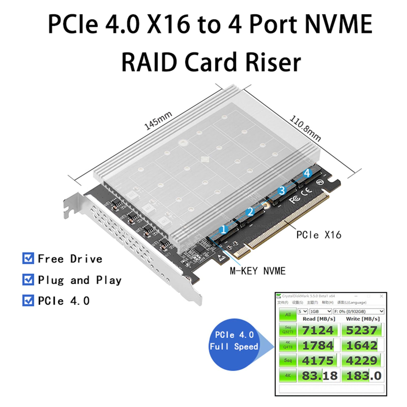 Amazon.co.jp: 256Gbps 4 ポート M.2 NVMe SSD RAID コントローラ