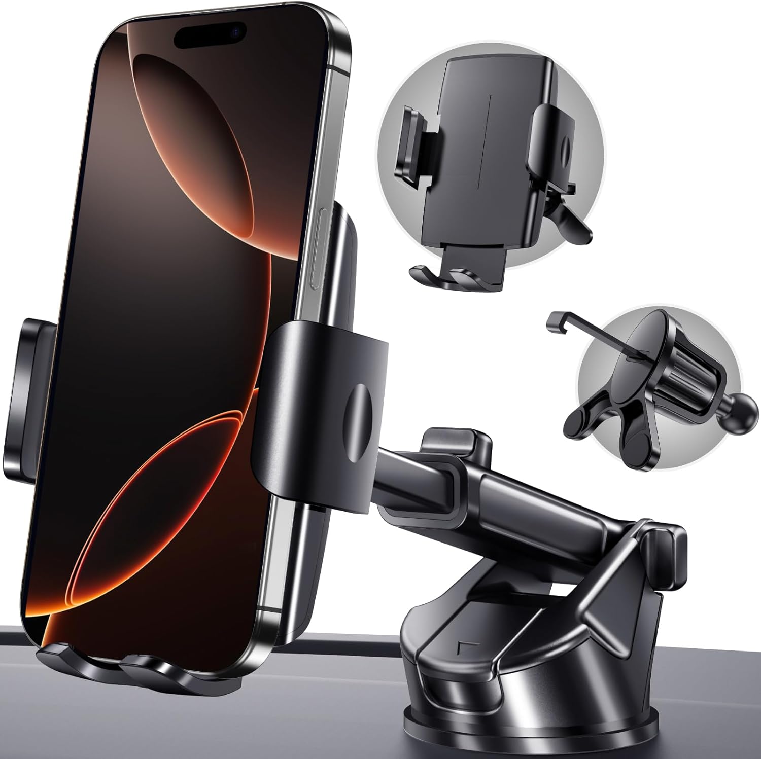 MAGIC JOHN Upgraded Phone Holders for Your Car Phone Mount for Car Universal Car Phone Holder Automobile Cell Phone Holder Windshield Dashboard Vent Truck Stand Fit for iPhone Samsung Smartphone