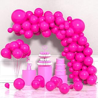 Hot Pink Balloons, 77 Pack Pink Ballons Different Sizes 12 Inch 10 Inch 5 Inch Latex Pink Ballons Garland kit for Birthday Wedding Anniversary Baby Shower Decorations