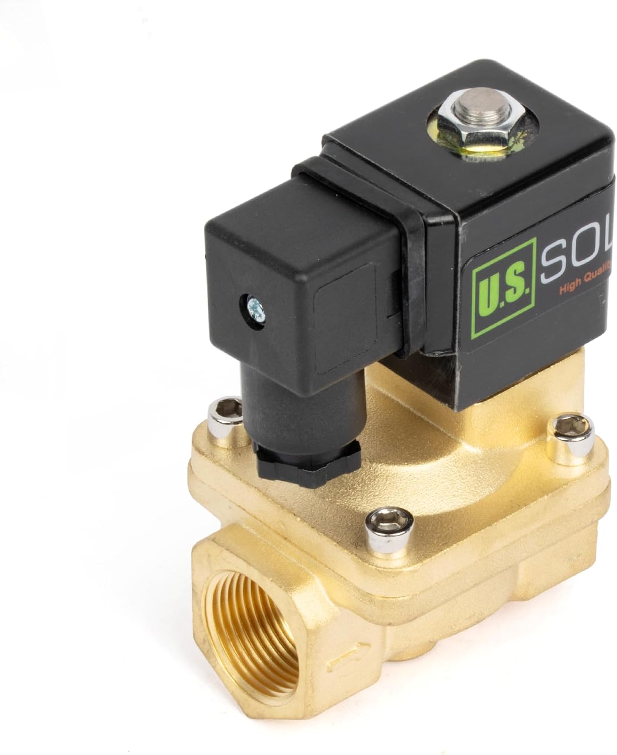 U.S. Solid Pilot Operated Brass Solenoid Valve - 3/4" 12V DC (Up to 232 psi) Electric Water Valve with NBR Seal