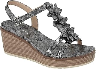 Sandali con Zeppa e Fiori Donna