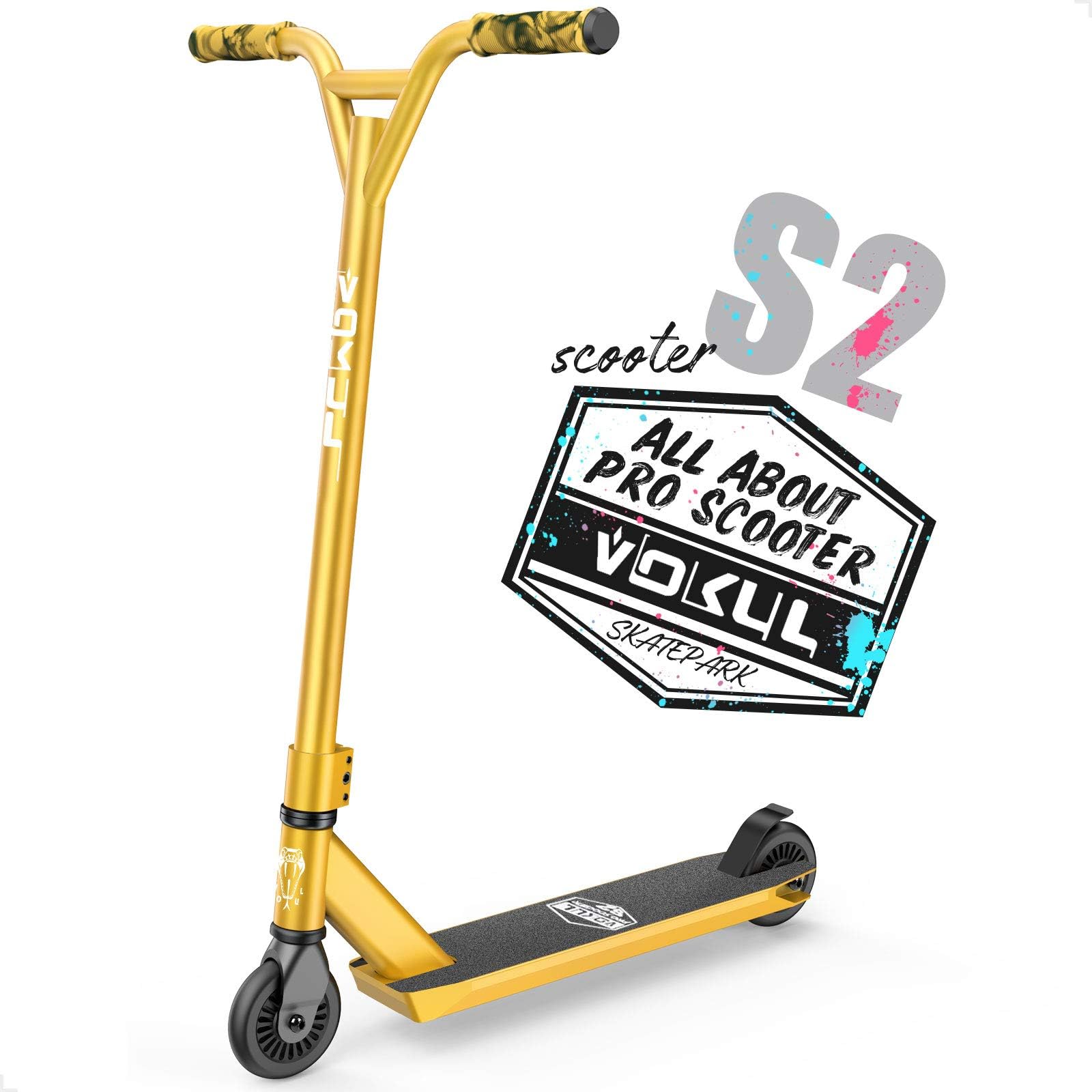 Complete Pro Scooter for Kids Boys Girls Teens Up 6 Years - Freestyle Tricks Pro Stunt Scooter - High Performance Gift for Skatepark Street Tricks