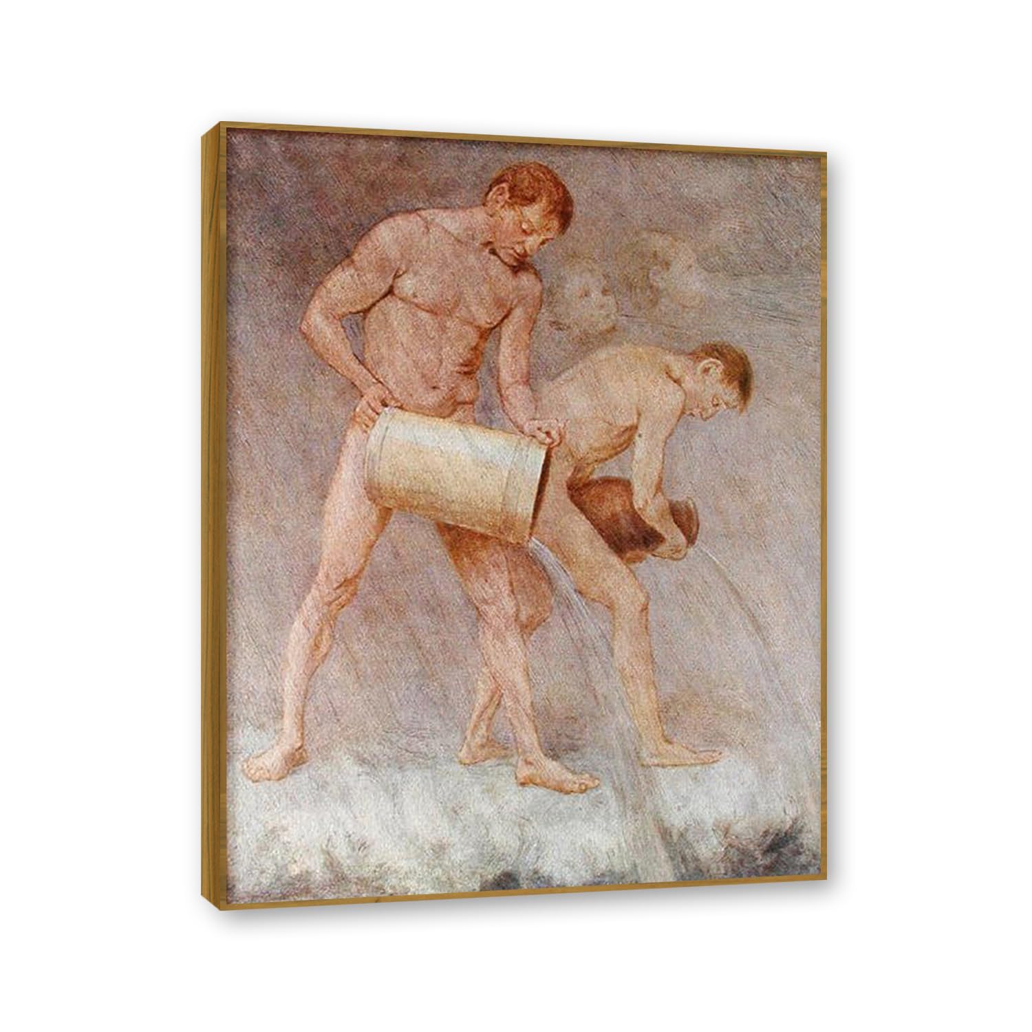 NHLDZYH Teak Frame. Hans Thoma Style Canvas Wall Art - (Untitled 21), German Romantic Realism Painting with Symbolic Nature, Rustic Country Home Decor. 70x90cm-27.6x35.4in