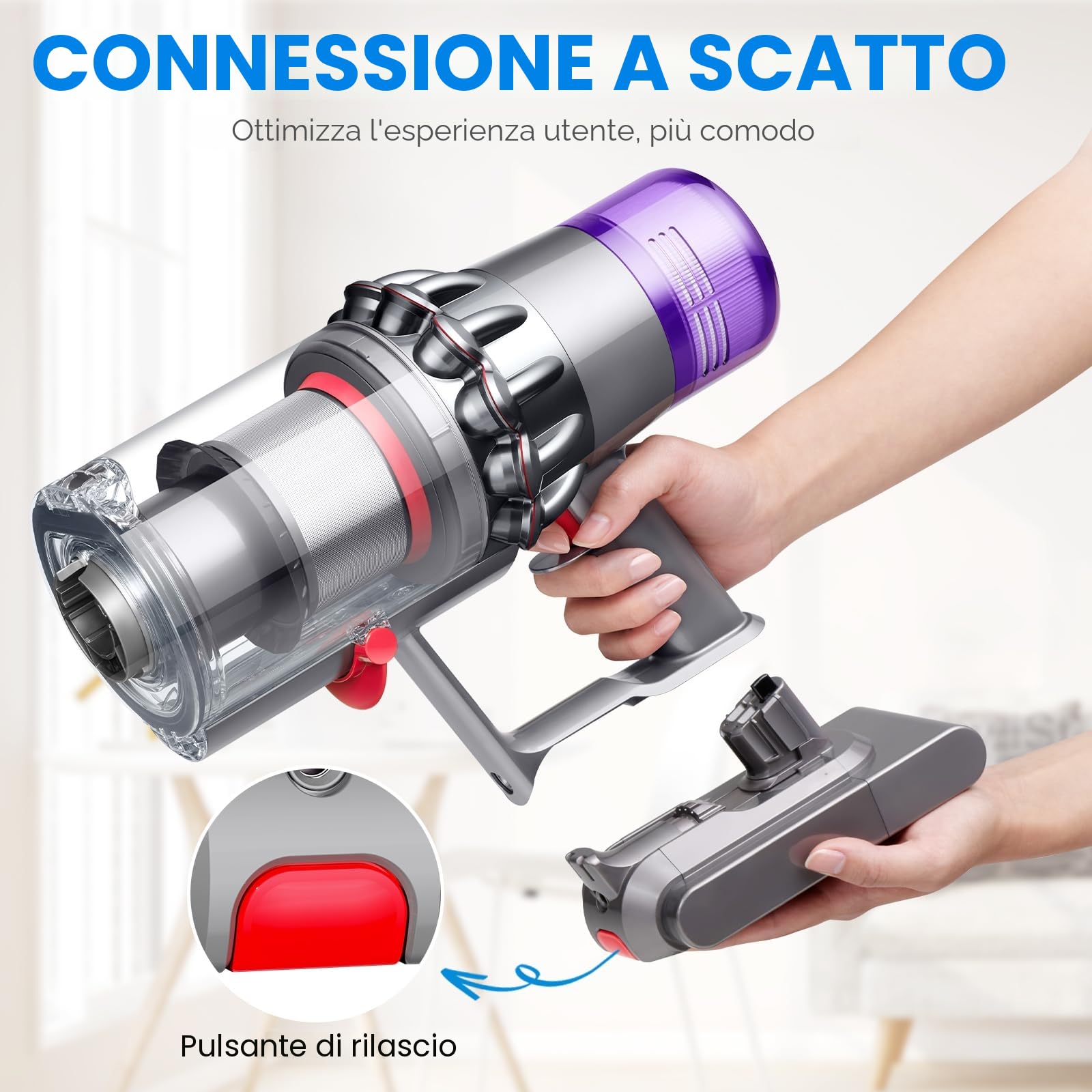 Ricambio per Dyson V11 batteria Click-in Modelli, compatibile con V11 Animal, V11 Torque Drive, V11 Total Clean, V11 Outsize, SV15, SV16, SV22, SV28, SV29 – Part No. 970425-01