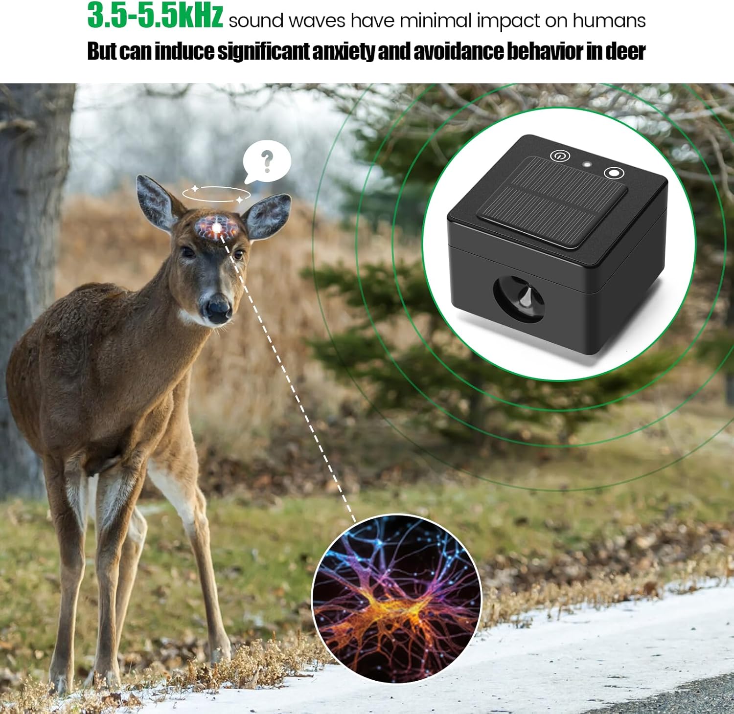 Solar Car Deer Alert, Deer Deter Whistle Devices for Car, Solar-Powered, No Need Power Cords, Wireless Remote Control, Avoid Animal-Vehicle Collisions
