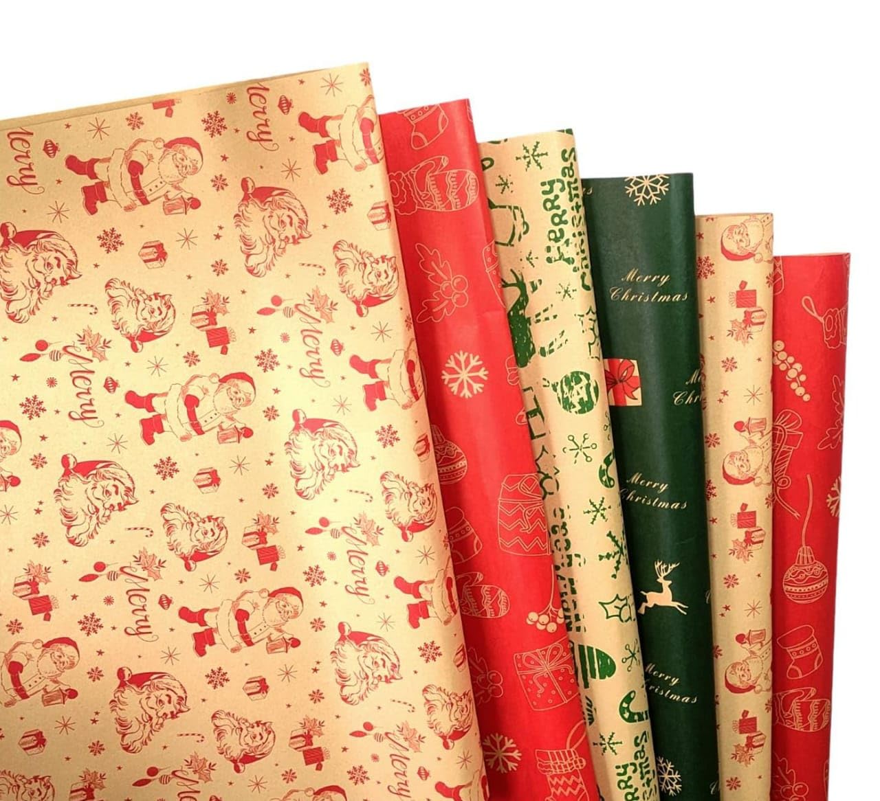 FAM 4pcs Christmas Gift Wrapping Paper Bundle - Holiday Gift Wrap For Wrapping Christmas, Newyear Gifts - 50x70cm - Xmas Wrapping Paper