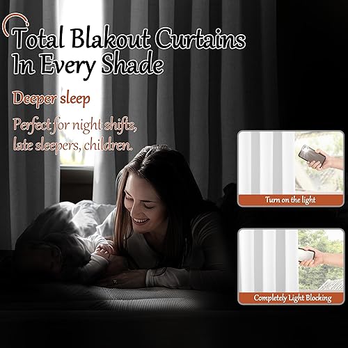 Miniatura 3 de Cortinas opacas para sala de estar de 84 pulgadas de largo, juego de 2 paneles de aislamiento térmico, 100% negro, privacidad, insonorizadas, con