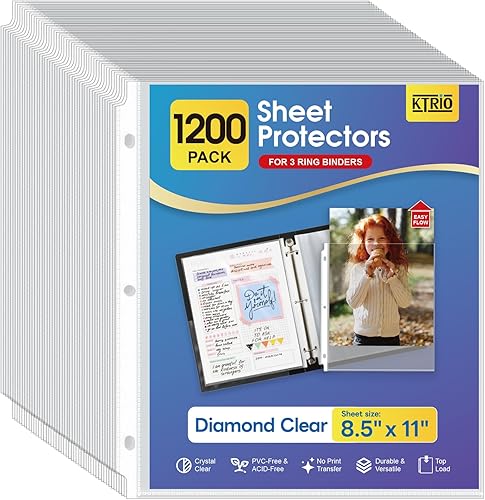 Miniatura 8 de KTRIO - Protectores de hojas transparentes de 8.5 x 11 pulgadas para carpetas de 3 anillos protectores de plástico con abertura en la parte superior