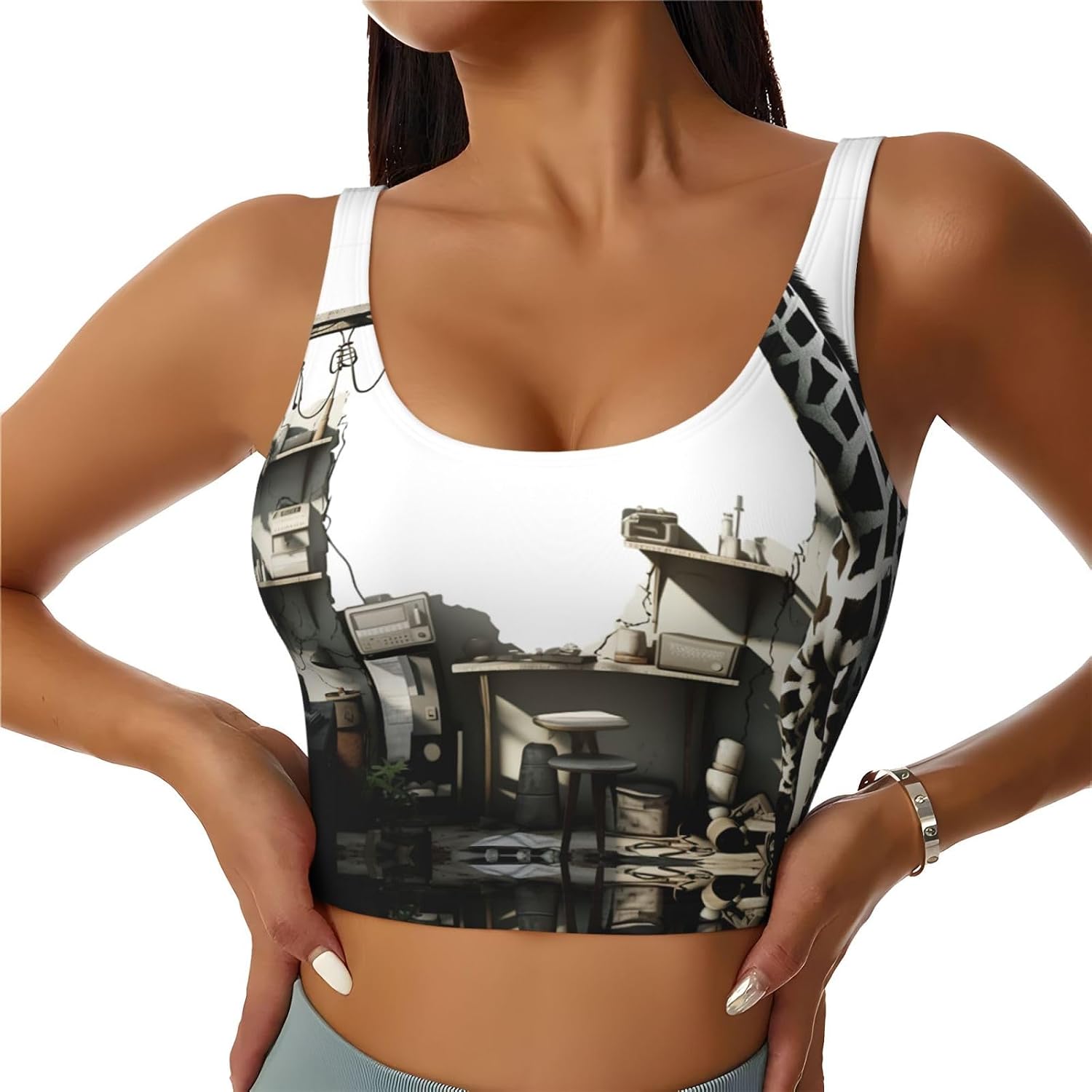 Giraffe Black and White Paint Women's Sports Bras - High Support Workout Tops for Women, Bralettes with Support
