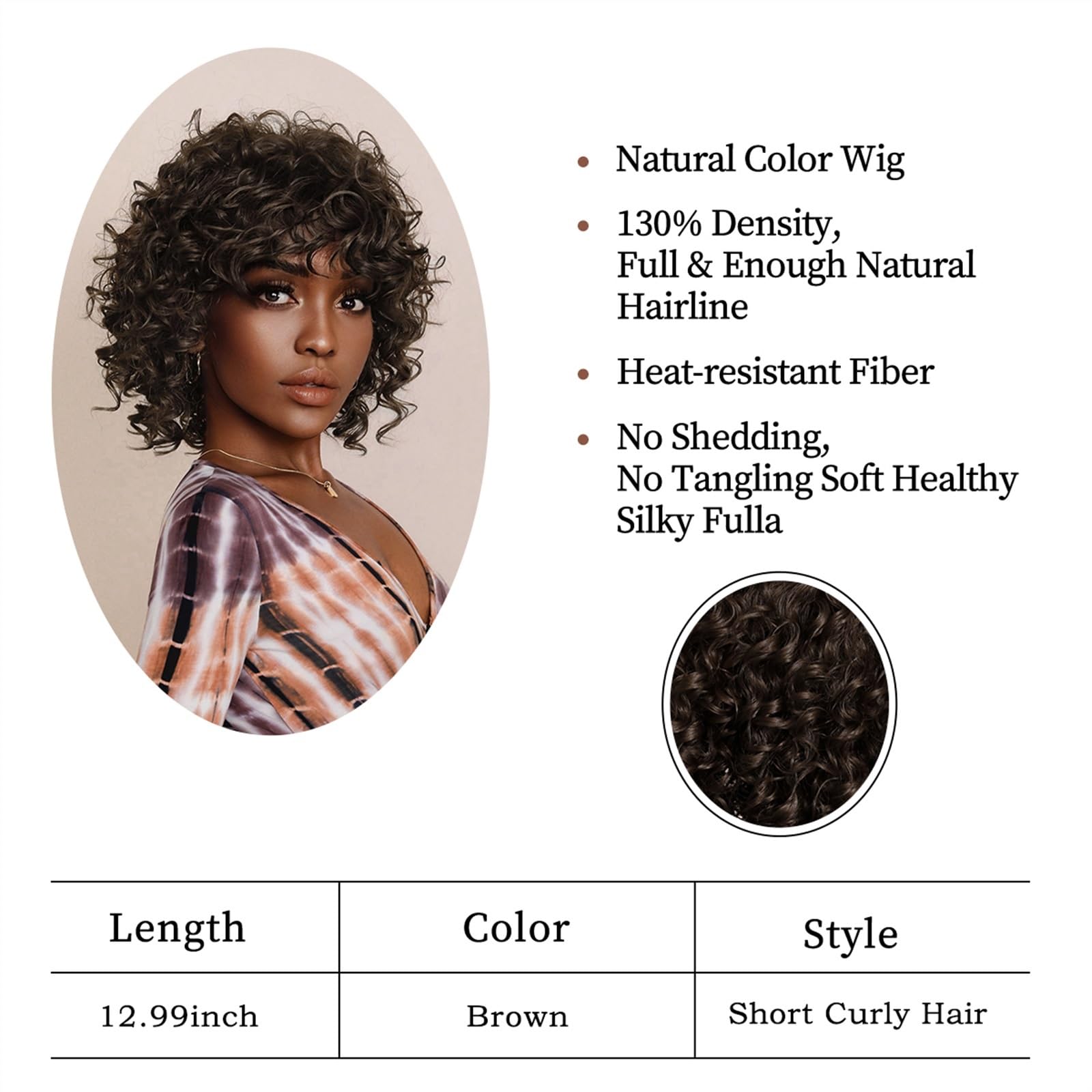 Pelo Natural Pelucas rizadas Sueltas Cortas for Mujeres Negras Peluca Afro Pelucas sintéticas Resistentes al Calor Pelucas Medias Naturales esponjosas Fiesta de Cabello Suave Uso Diario Mujer Peluca