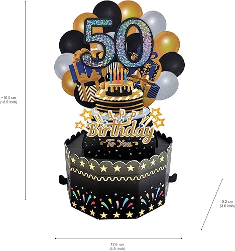 Miniatura 3 de AimtoHome Tarjetas de felicitación de cumpleaños de 50 cumpleaños 3D, tarjeta de felicitación de cumpleaños para hombres, mujeres, mamá y papá con