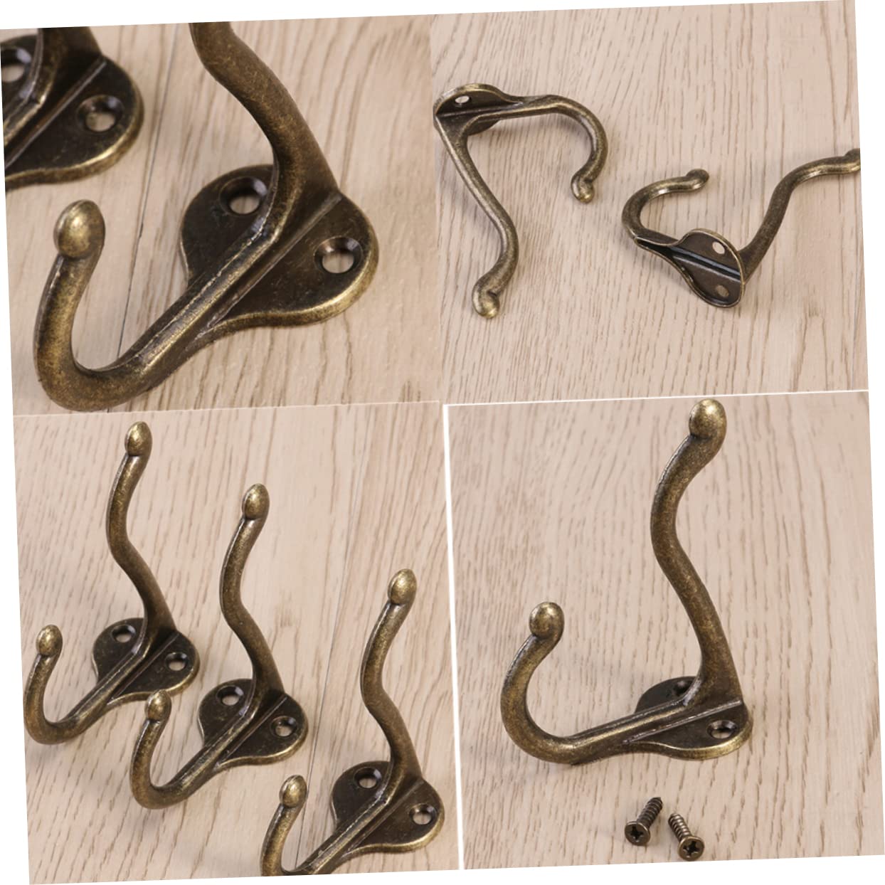 WOONEKY 15piezas Ganchos Retro De Pared Para Ropa Toallas y Accesorios Diseño Vintage De Doble Orificio Fácil Instalación Para Hogar y Oficina