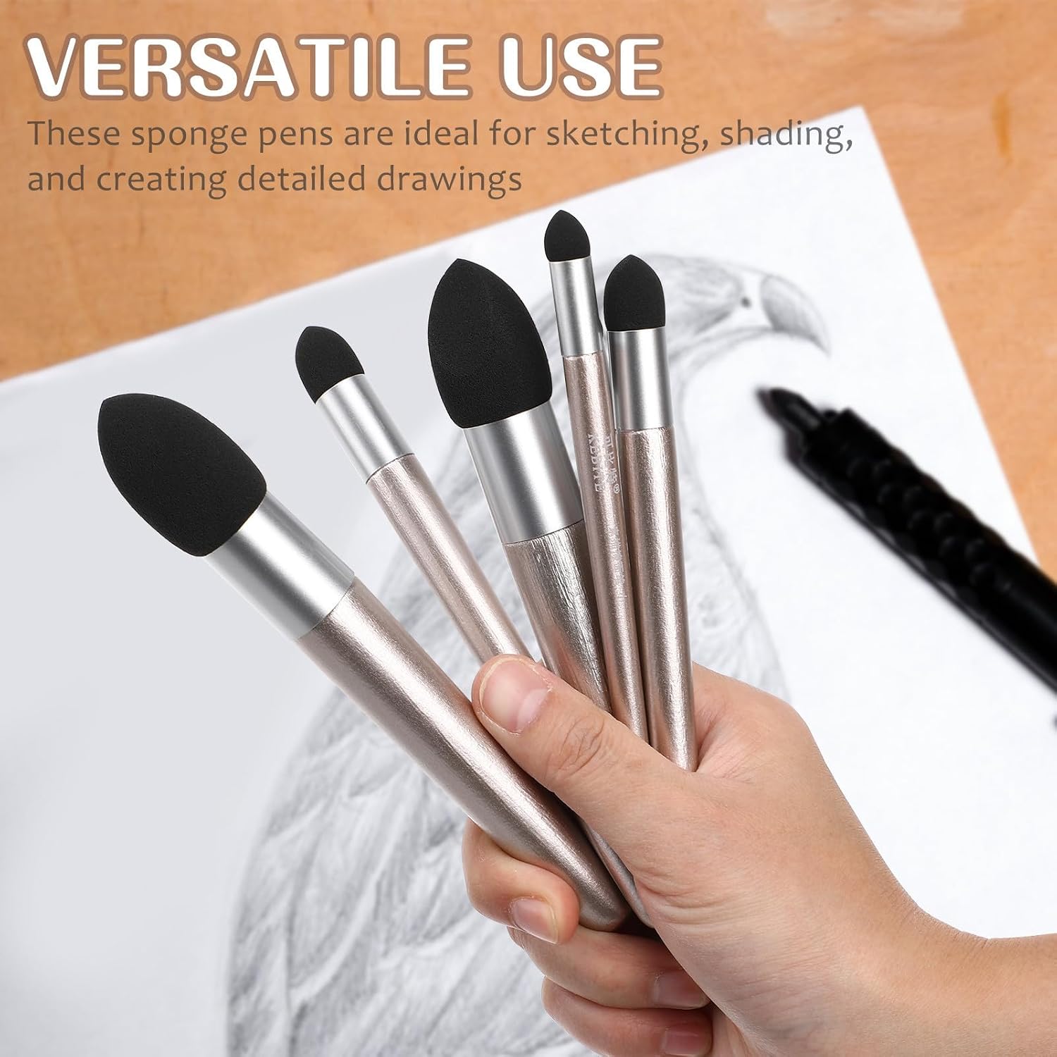 6pcs Reusable Sketch Blending Stumps for Artists, Plastic Drawing Tools