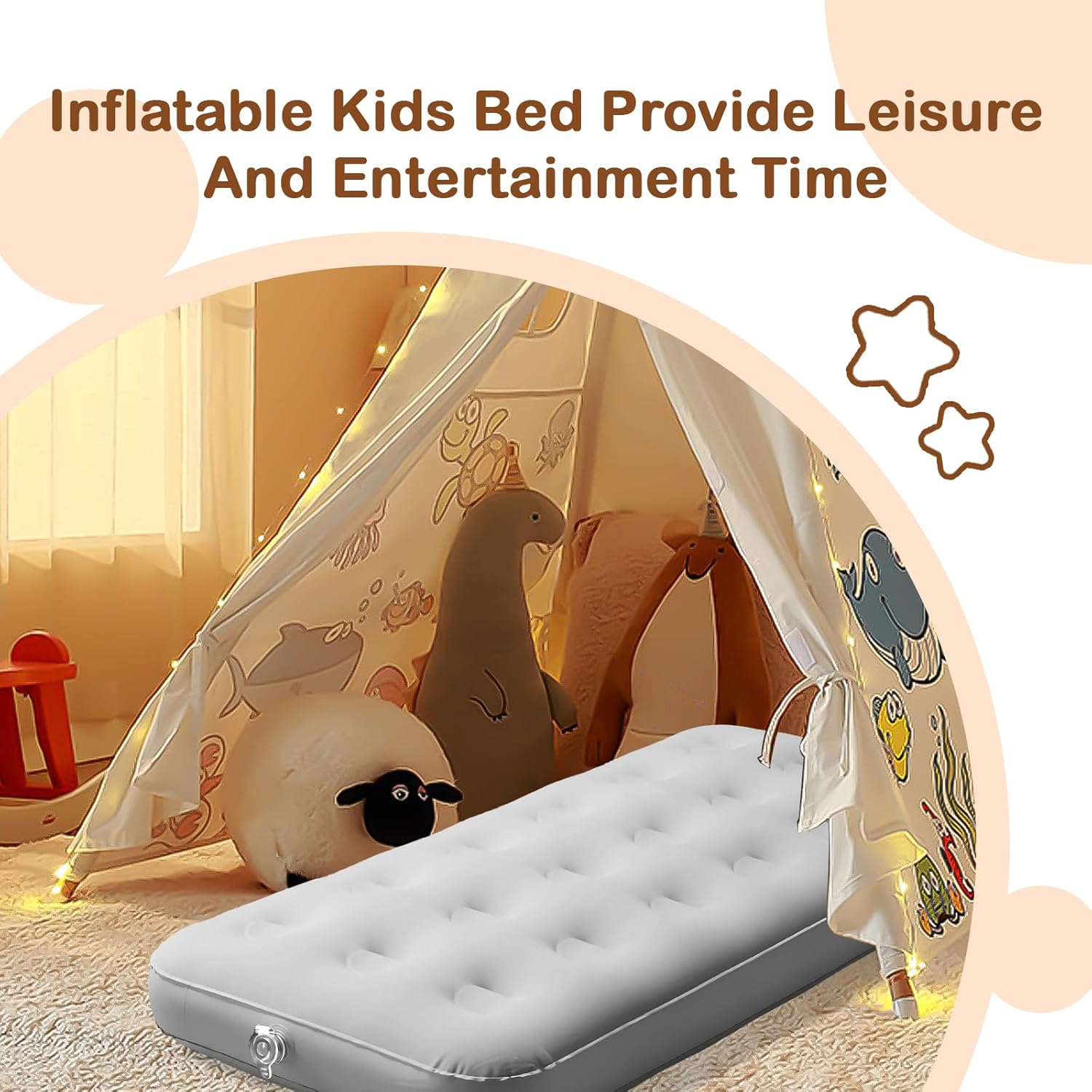 2 Pack Kids Air Mattress Inflatable Toddler Beds Comfort Flocked Blow up Mattress,Foldable Portable Airbed for Sleepover Home Travel Camping Party - 55 x 27.6X 8.7 Inch,Grey