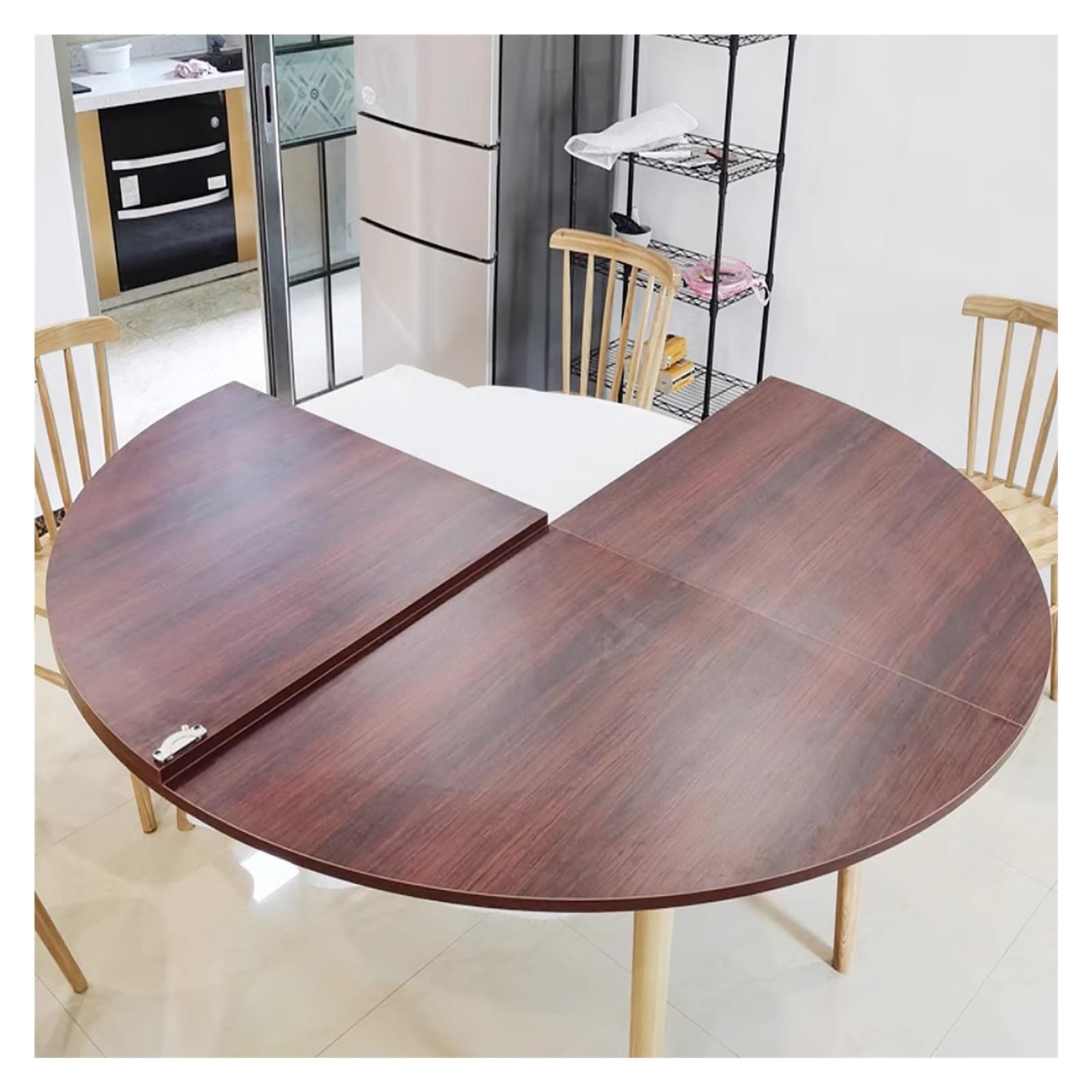 Table de poker ronde pliable 130 cm rouge, design portable et peu encombrant