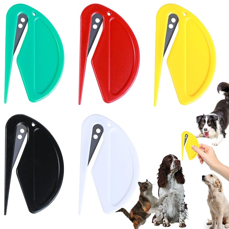 Pente Desembaraçador para Gatos e Cães de Pelos Médios e Longos HeartfeltYIre, Metal e Plástico, Multicolorido, Pacote com 5