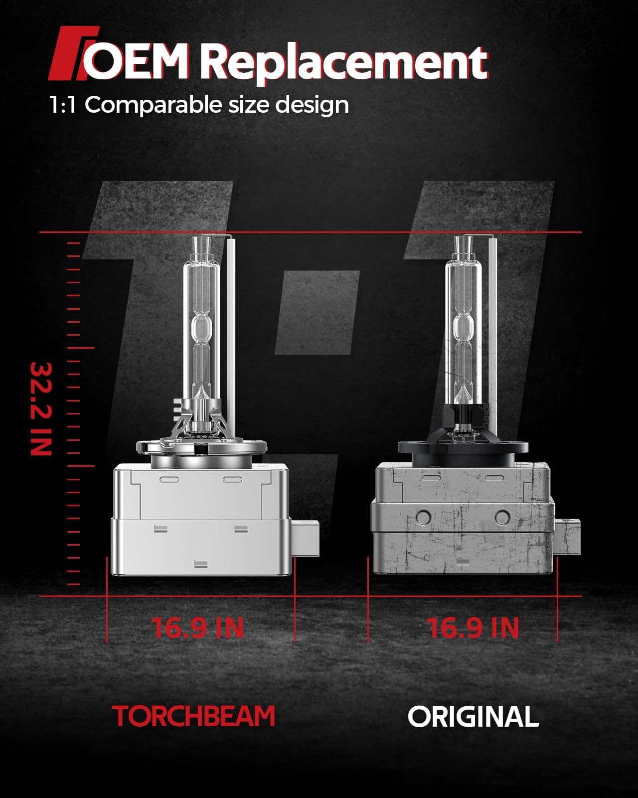 Torchbeam D1S HID Bulbs, 14000Lumens 35W 6000K 300% Xenon Bulbs, 66144 66140 85140 85415, Pack of 2