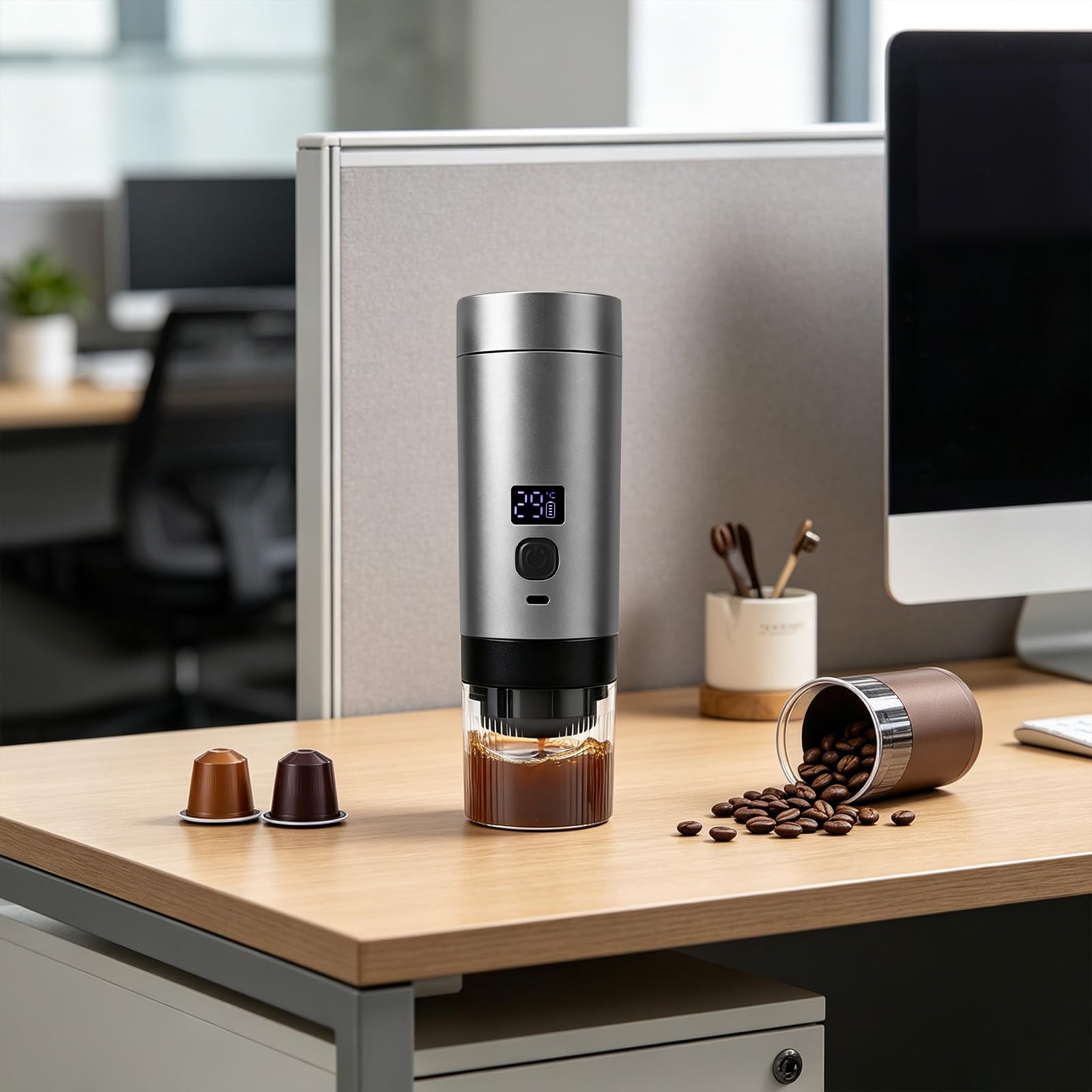 Molinillo de café eléctrico portátil, cafetera compacta con 20 bar
