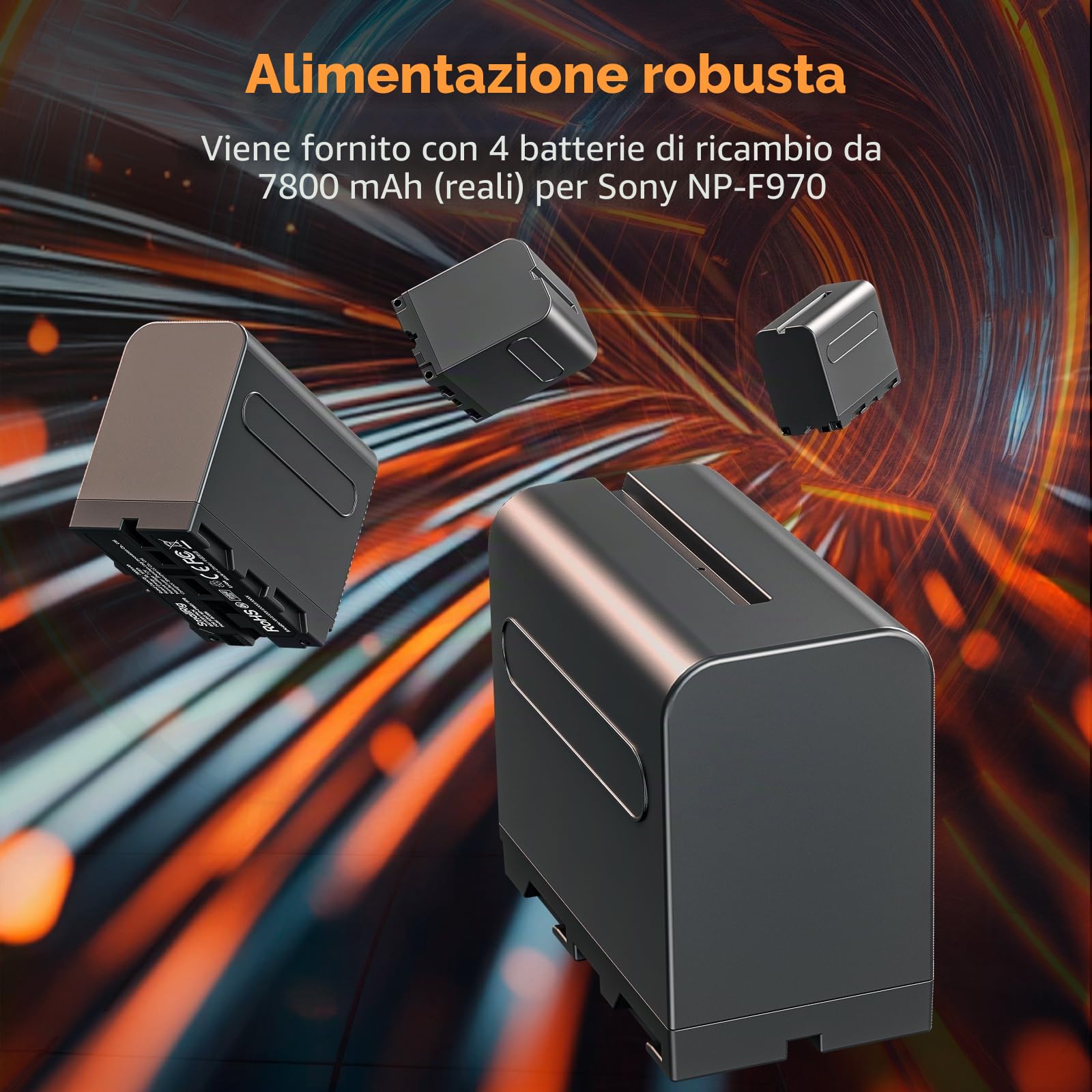 SMALLRIG Batterie per Fotocamera, con Ricarica Rapida PD 100W, Display OLED, Caricabatterie a 4 Canali per Sony NP-F970, NP-F550, NP-F570, NP-F750, per Fotocamera, Videocamera, Monitor - 4834