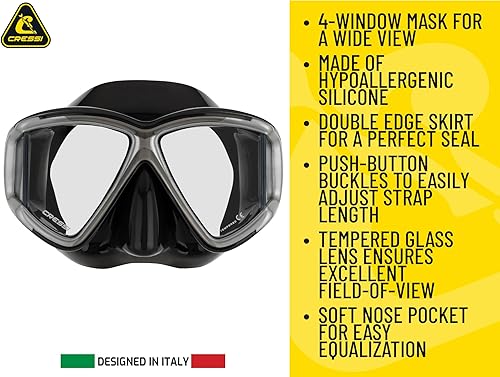 Miniatura 3 de Cressi Máscara panorámica de visión amplia y kit de esnórquel seco para esnórquel, buceo - Pano 4 y Supernova Dry diseñado en Italia