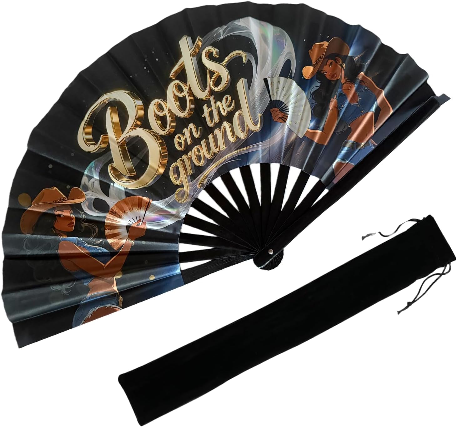 13‘’ UV Glow Large Rave Fan for Men Women, Decorative Folding Hand Fan for Party, Home Decoration, Gift, Music Festival Essential, Rave Accessories (Sun Flowers)