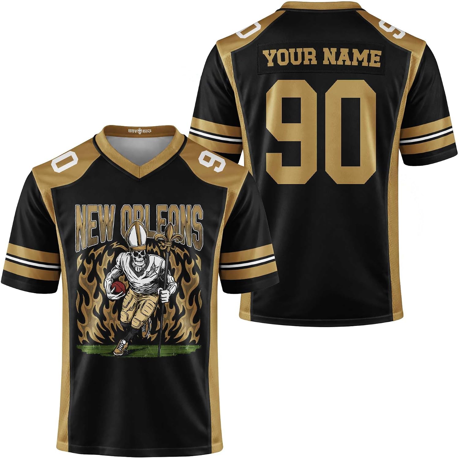 Custom Football Jersey Personalized Name Number Gold Black Game Day Fan Shirt for Men Women, Football Team Uniform Top