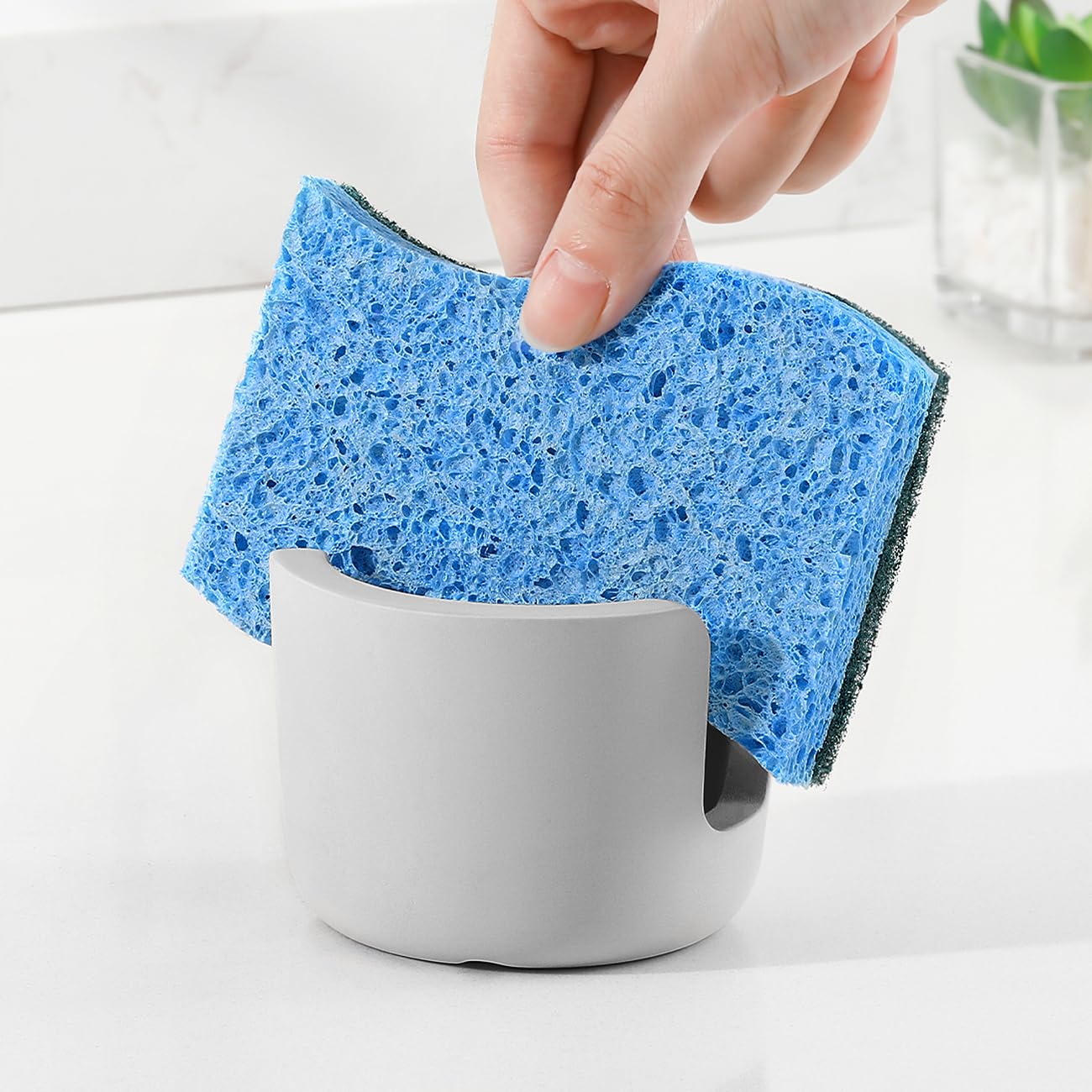 Luxspire Diatomite Sponge Holder for Kitchen Sink Fast Drying Stone Sponge Holder Water Absorbing Stone Dish Sponge Caddy