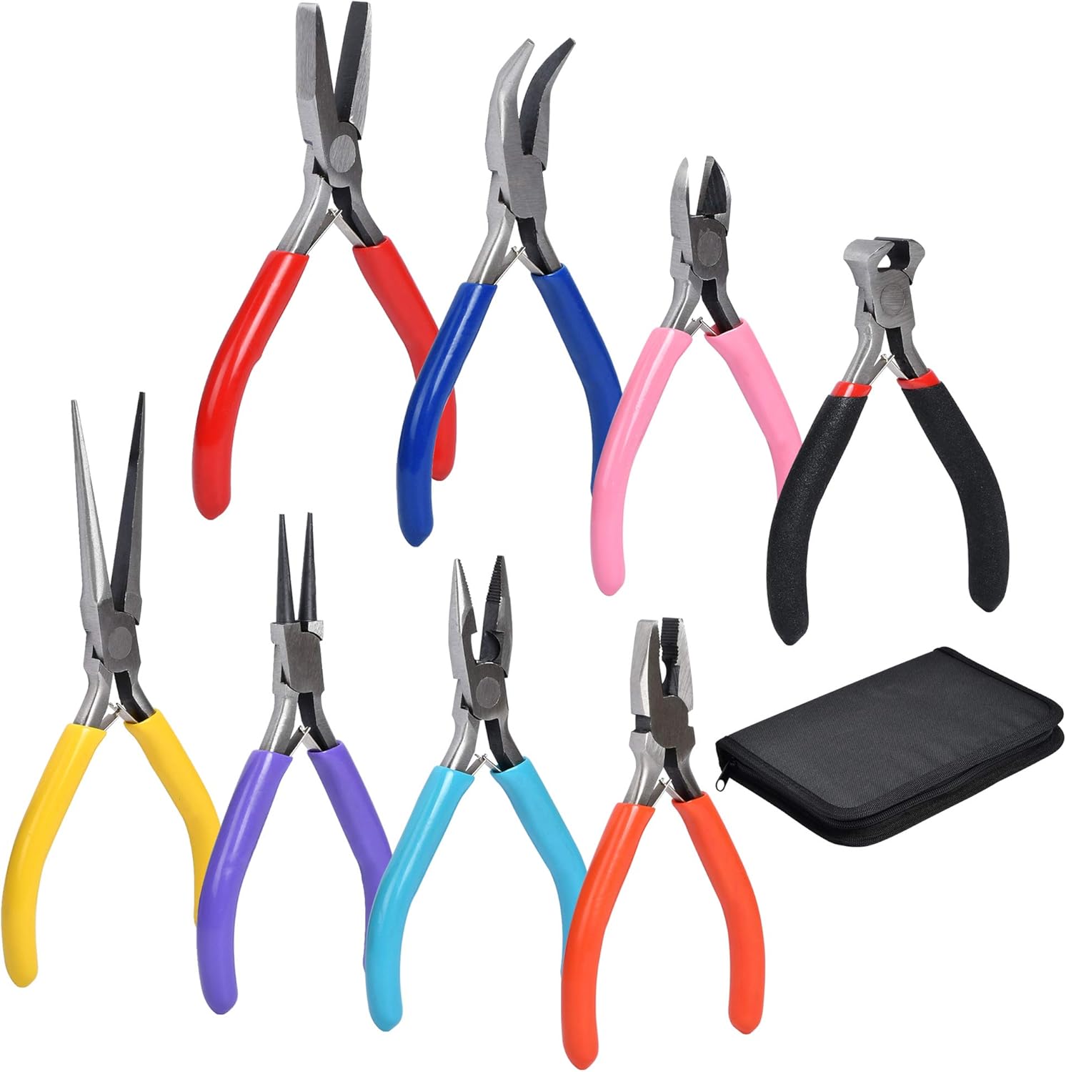Supkiir 8Pcs Jewelry Making Pliers Set with Pouch, Wire Pliers