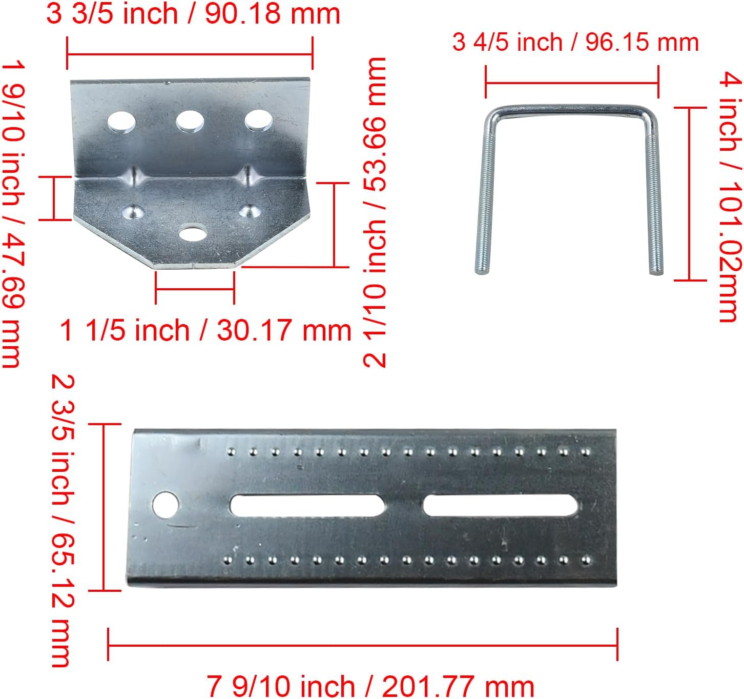 8" Galvanized Swivel Top Bunk Bracket Kit with Hardware Compatible with 3x3, 2x3, 1.5x3 Boat Trailer Crossbeam, Boat Trailer Bunk Bracket Kit Square U-Bolts (4PCS)