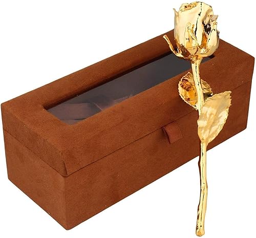 Vista 10 de Rosa natural bañada en oro de 24 quilates con caja de regalo roja para hombres y mujeres, 6 pulgadas de largo, la mejor opción de regalo en el día