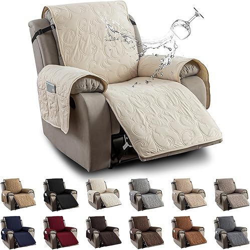 Vista 26 de Funda para silla reclinable 100% impermeable, fundas de silla reclinable para silla reclinable, funda de tela antideslizante para sala de estar